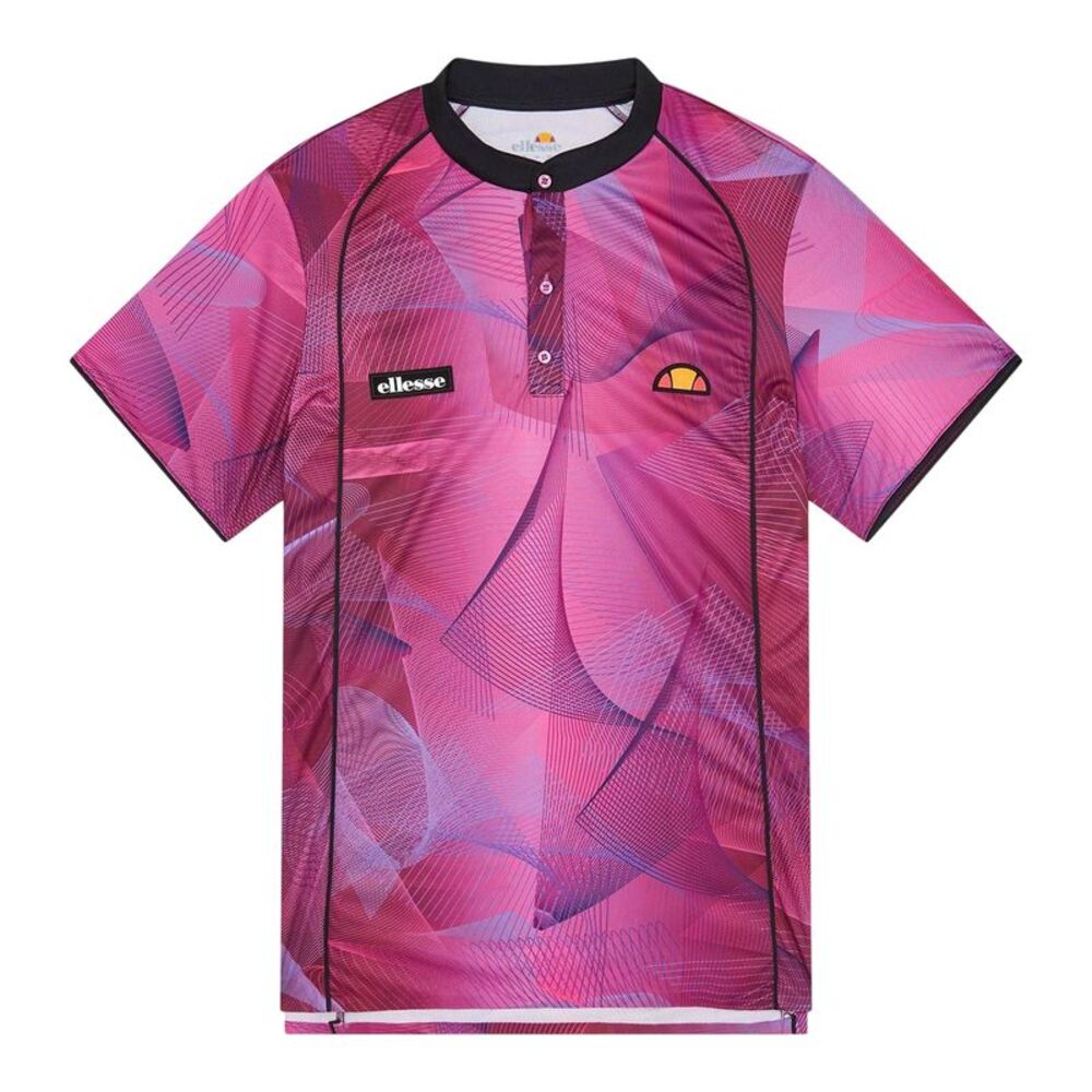 Ellesse Mens Riniana Geometric Short-Sleeved Polo Shirt / Aquatic